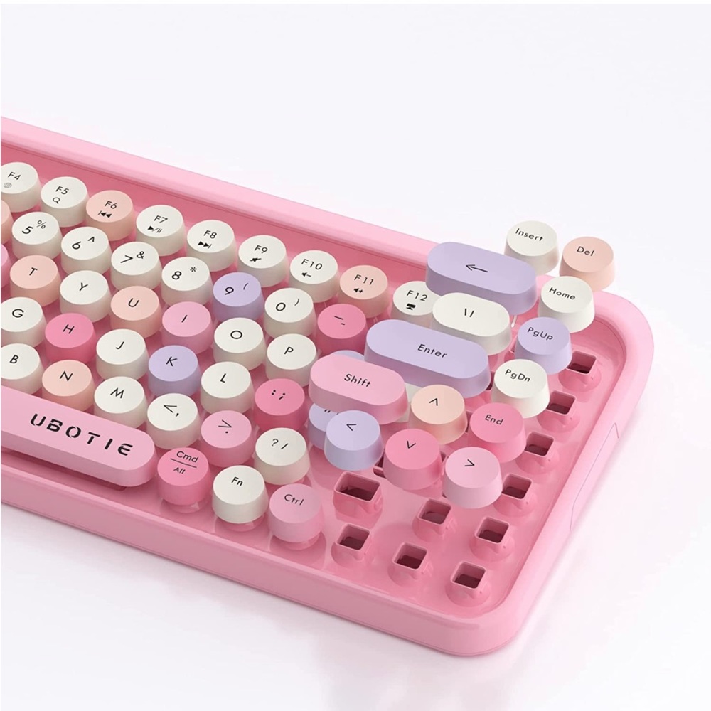 Portable Bluetooth Colorful Computer Keyboards, Wireless Mini Compact Retro - Picture 5 of 6